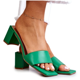 FJ1 Bőr zöld hálószandál magassarkún