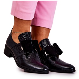 PA2 Bőr kígyóbőr cipők Black Marleigh fekete