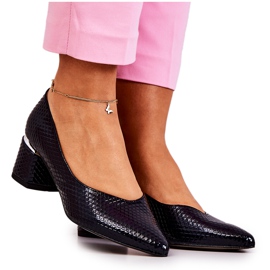 PA2 Bőr szivattyúk lábujjak Spitz Navy Blue Marilyn színben sötétkék