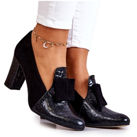 PA2 Fekete Kathleen Suede kígyóbőr szivattyúk