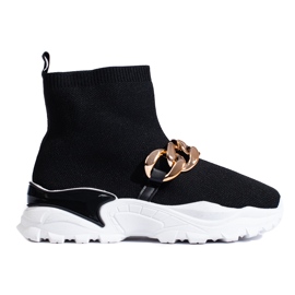 TRENDI Felhúzható tornacipő lánccal fekete TRENDI Felhúzható tornacipő lánccal fekete