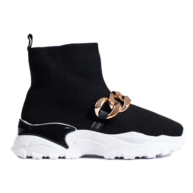 TRENDI Felhúzható tornacipő lánccal fekete