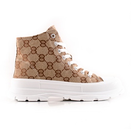 Bona Mintás magas tornacipő barna