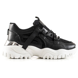 TRENDI Divatos cipők csillogással fekete TRENDI Divatos cipők csillogással fekete