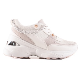 Ideal Shoes Cipők lánccal fehér