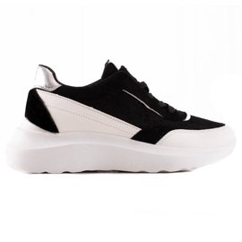 TRENDI Divatos FEKETE-FEHÉR tornacipő ezüst