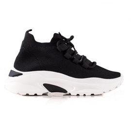 TRENDI Kötött tornacipő a Platformon fekete