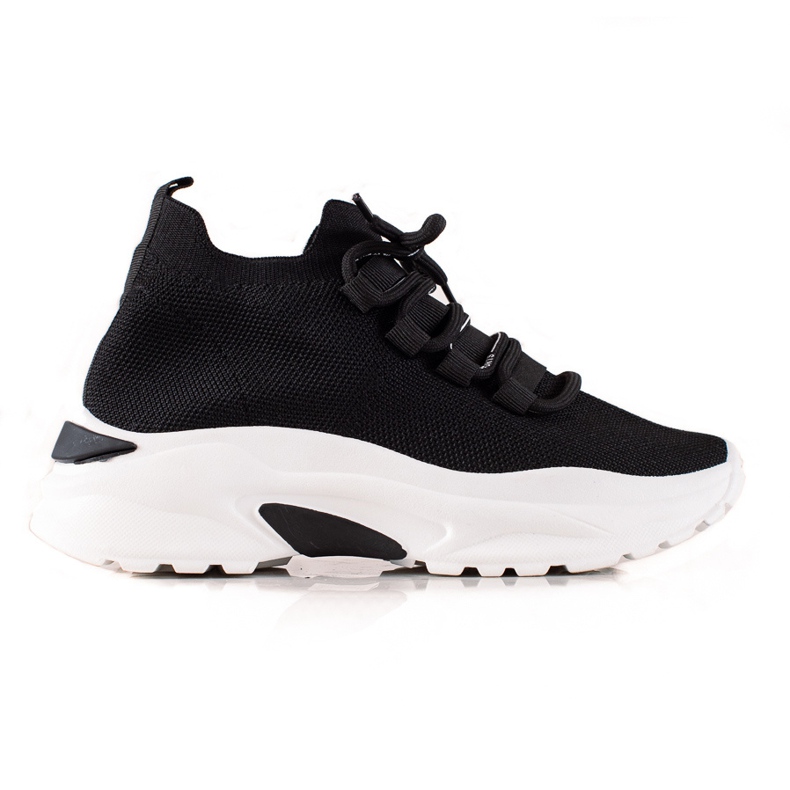 TRENDI Kötött tornacipő a Platformon fekete