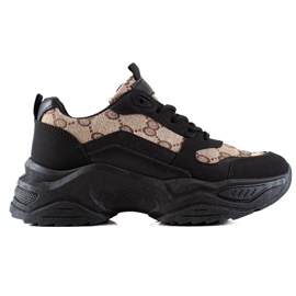 Seastar Fekete cipők mintákkal bézs barna