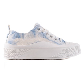 Seastar Divatos tornacipők Széles Platformon fehér kék Seastar Divatos tornacipők Széles Platformon fehér kék