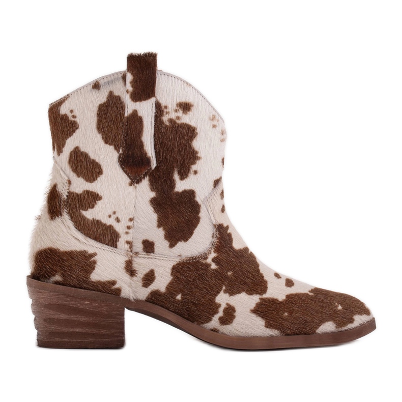 Marco Shoes Természetes bőr cowboy csizma hajjal 2226B-1282-1 bézs barna