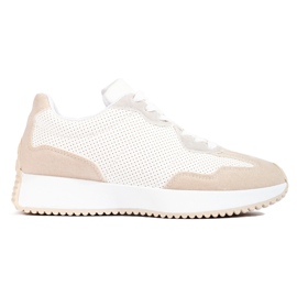 TRENDI Alkalmi sportcipők a platformon bézs fehér szürke