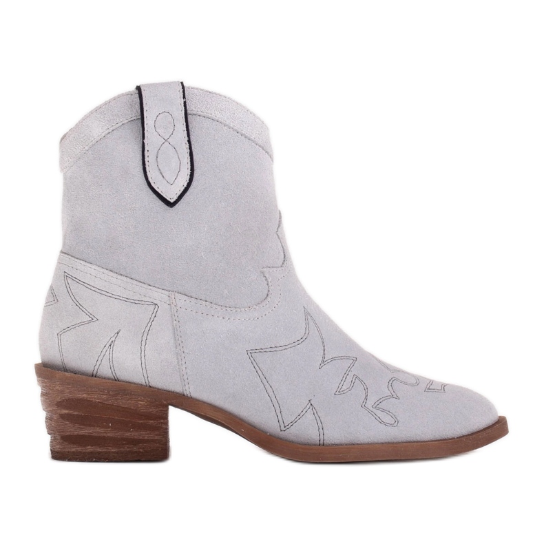 Marco Shoes Velúr cowboy csizma dekoratív varrással 2188B-1281-045-1 kék szürke