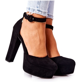 SEA Női szivattyú egy sarkú platformon Velúr fekete Netel