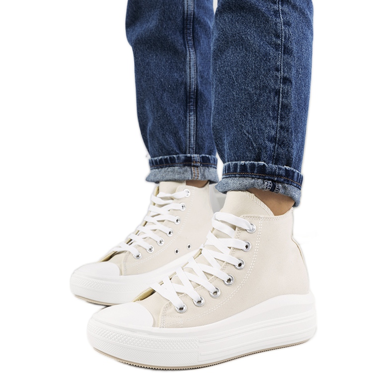 Bézs színű tornacipő magas Tirado talpon