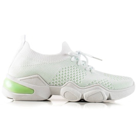 TRENDI Fűzős fehér cipők zöld