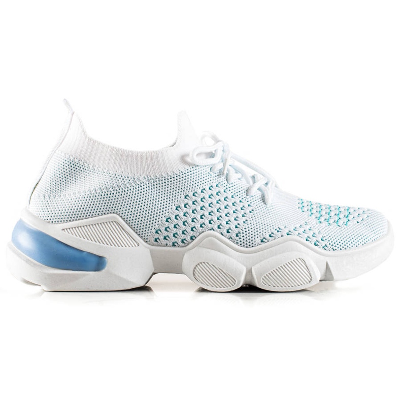 TRENDI Fűzős fehér cipők kék