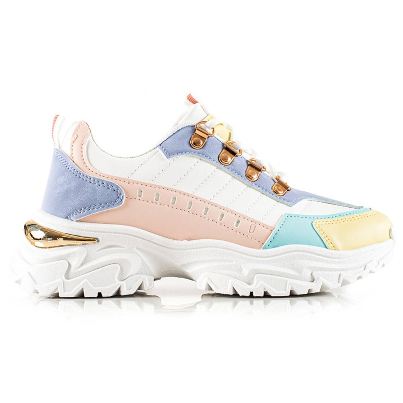 TRENDI Stílusos színes cipők fehér sokszínű TRENDI Stílusos színes cipők fehér sokszínű