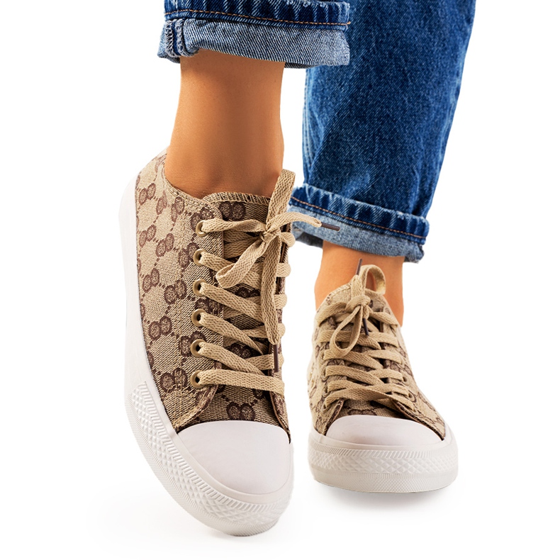 Sheila női bézs színű tornacipő barna