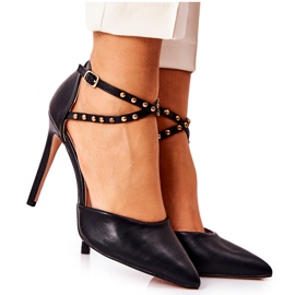 WS1 Csíkos tűsarkúk Fekete jets Remmes