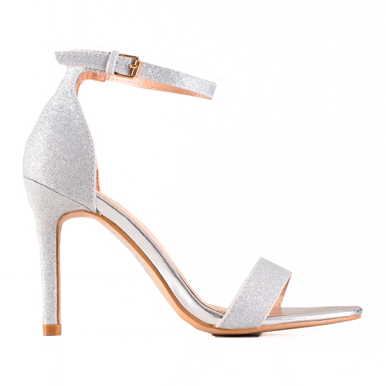 Ezüst magassarkú VINCEZA csillámmal szürke