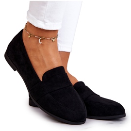 PE1 Jayden Fekete Velúr Loafers Övvel