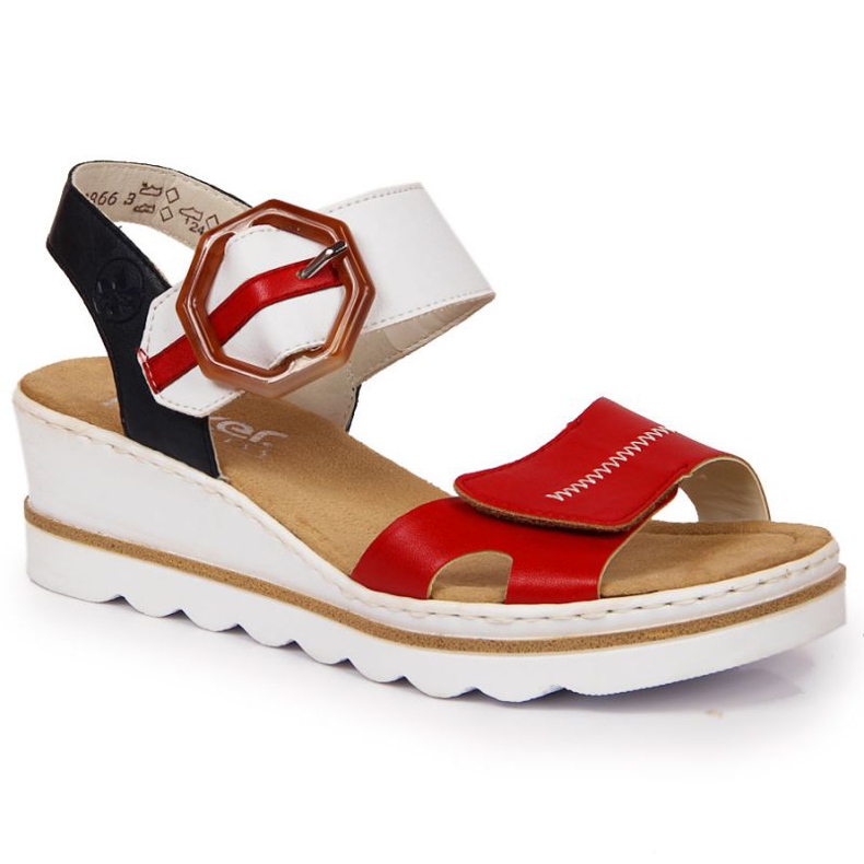 Ékes szandál Rieker W 67476-33 fehér piros