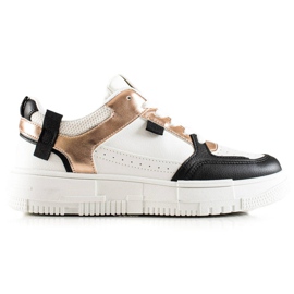 TRENDI Stílusos cipők fehér fekete aranysárga TRENDI Stílusos cipők fehér fekete aranysárga