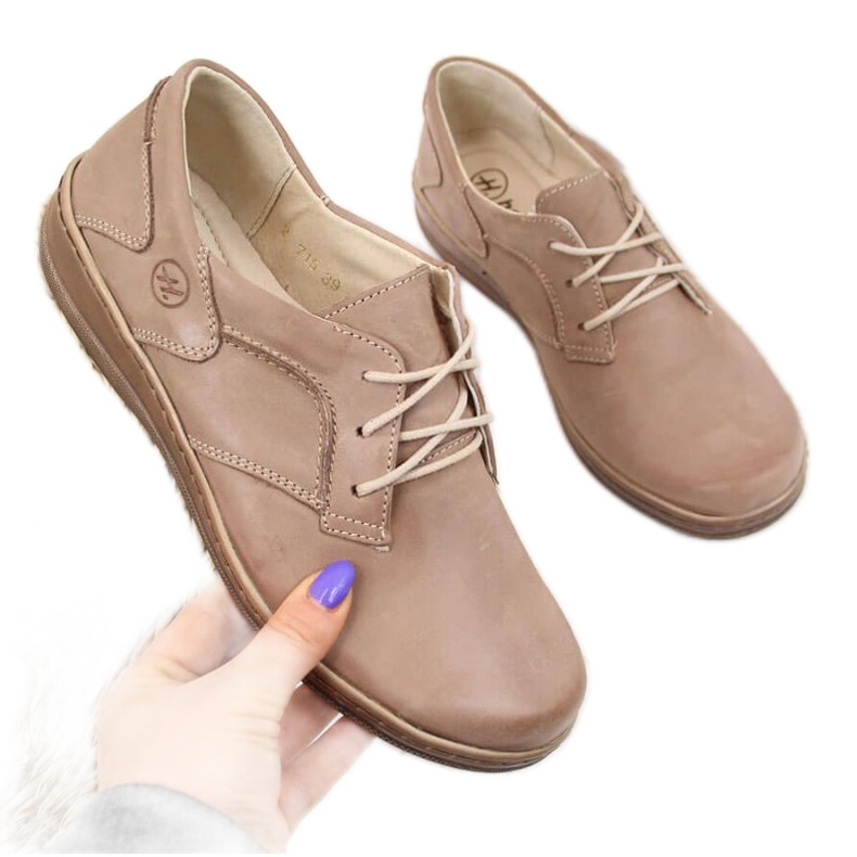 Comfort bőr cipő Helios 715 bézs