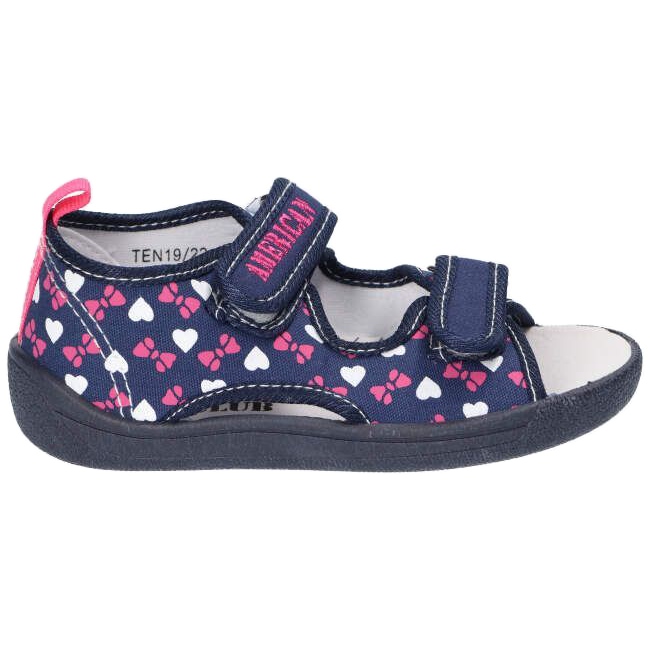 American Club Amerikai szandál papucs, bőr betéttel TEN19 / 22 Navy blue sötétkék