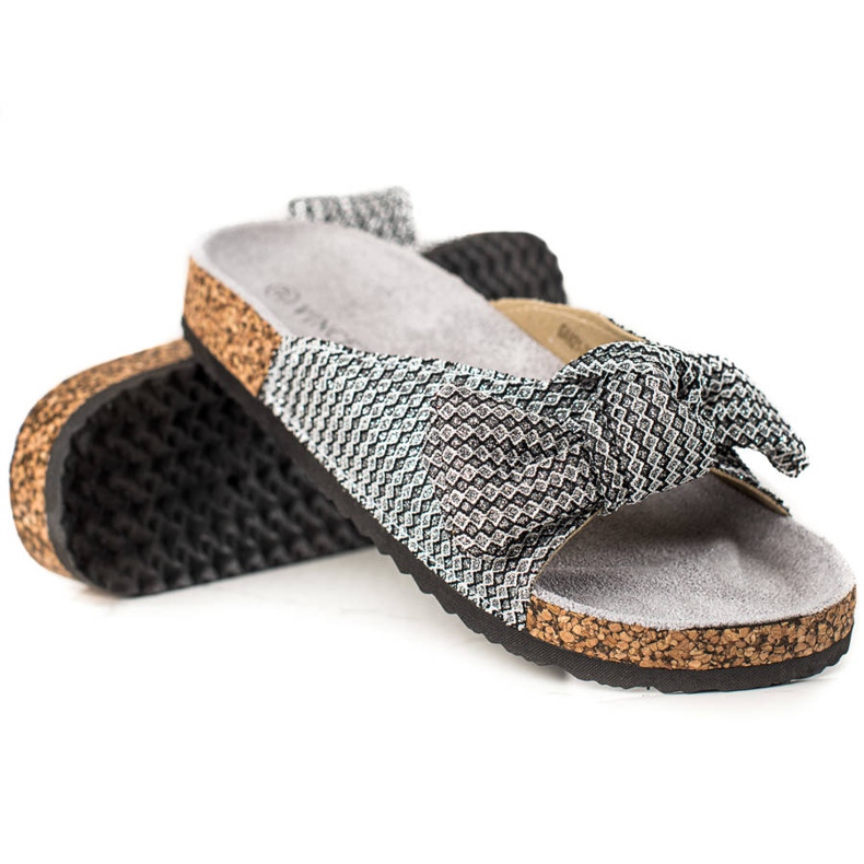 Csillogó ezüst VINCEZA papucs szürke