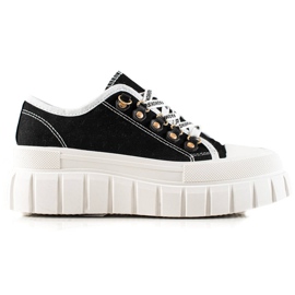 TRENDI Fűzős tornacipők a Platformon fekete TRENDI Fűzős tornacipők a Platformon fekete