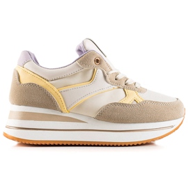 TRENDI Színes Sneaks A Platformon bézs