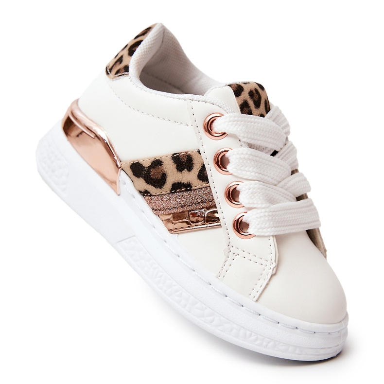 FR1 Bőr sportcipő Leopard White Trixie fehér