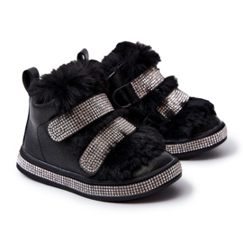 FR1 Fekete Leela Gyermek fekete meleg bőr hócsizma