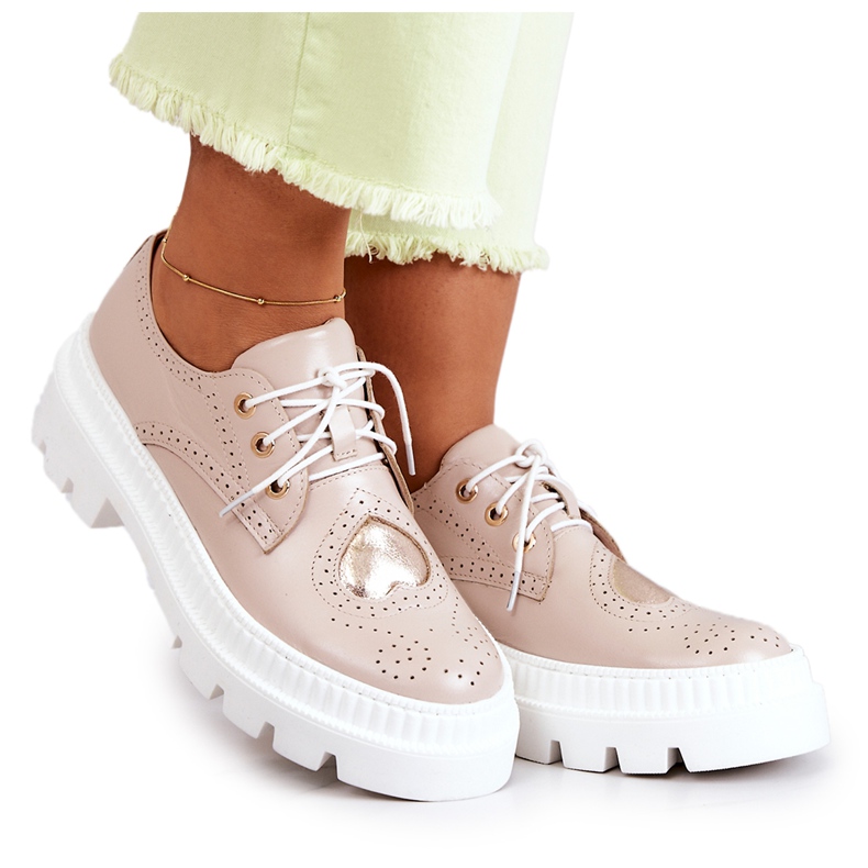 FILIPCZYK Bőr Cipők Szívekkel Bézs Curtis