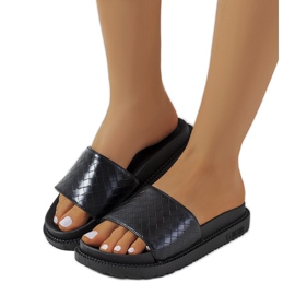 Fekete papucs a Big Star HH274684 platformon