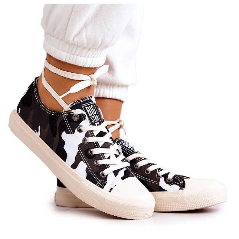 Női anyagú tornacipő Camo Big Star JJ274237 fehér-szürke