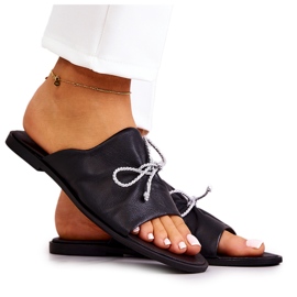 Bőr női papucs Nicole 2659/001 fekete