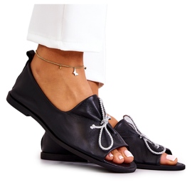 Bőr női balerinák Nicole 2660/001 fekete