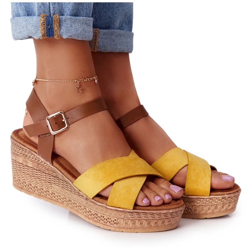 Sárga szandál az Wedge S.Barski GD-38-ban barna