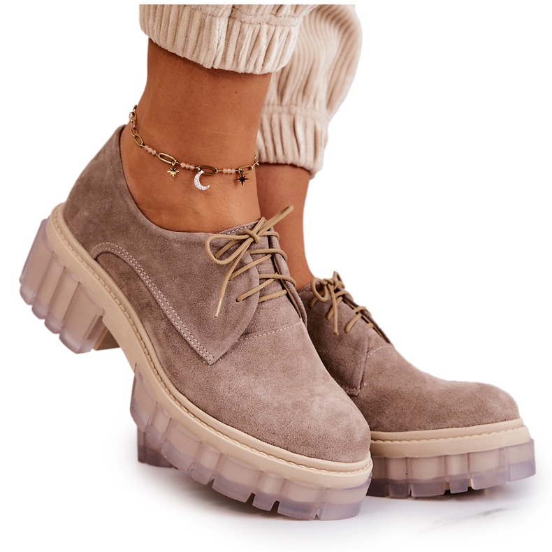 Divatos velúr cipők bézs Lauriss