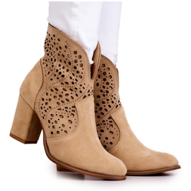 Áttört csizma Lewski Shoes 3166 Beige bézs