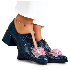 PA2 Bőr Brogues krokodil mintás zöld Delaver díszítéssel