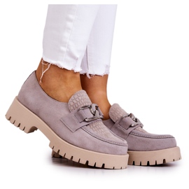 La.Fi Divatos Velúr Loafers Világosszürke Rayhan