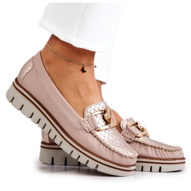 Lemar Női bőrcipők bézs színű Venesia platformon