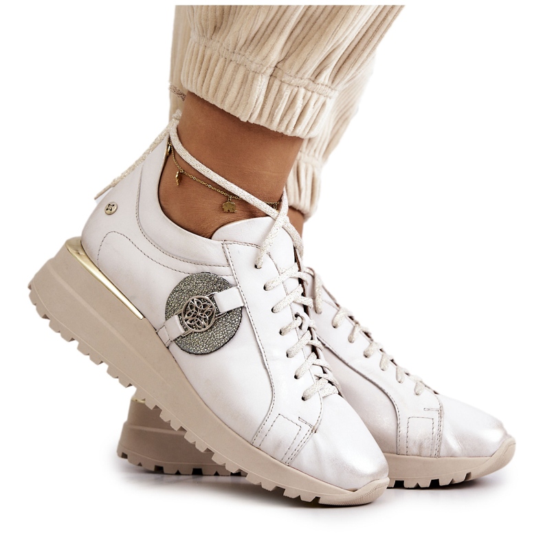 Bőr sportcipő Wedge Maciejka 05492-04 bézs