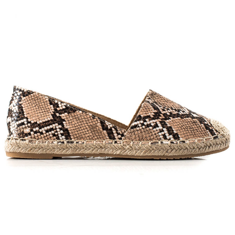 TRENDI Klasszikus Espadrilles Snake Print bézs barna