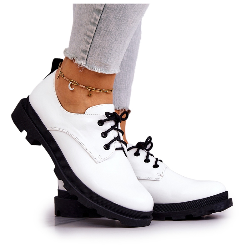 S.Barski Női klasszikus Brogues Oxford White Colton fehér