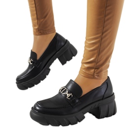 Fekete mokaszinok vastag Brant talpon